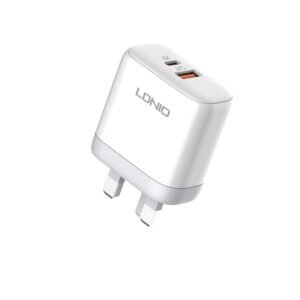 LDNIO 45W PD & QC4.0 Super Fast Charger A2526C – USB-C & USB-A with Type-C Cable – White
