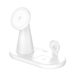 LDNIO WL01 5-in-1 Desktop Wireless Charging Station – 15W Fast Wireless Charger, Magnetic Stand & LED Night Light – White