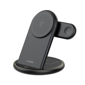 LDNIO WL02 5-in-1 Desktop Wireless Charging Station – 15W Magnetic Fast Charger & LED Night Light – Black